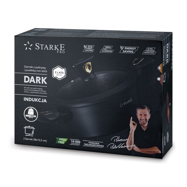 Garnek na indukcję z powłoką marmurową Starke Pro Dark Gold 6 l
