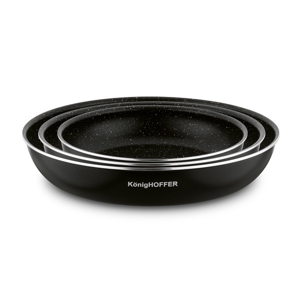 Komplet patelni z odpinaną rączką Konighoffer Spinel Black 20 cm 24 cm 28 cm bez indukcji