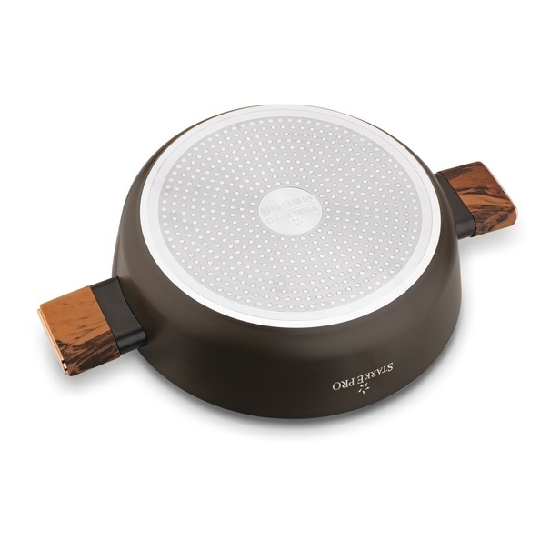 Patelnia na indukcję kr&oacute;tkie uchwyty z pokrywką Starke Pro Starlet Brown 28 x 8 cm