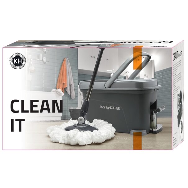 Wiadro plastikowe z pedałem i mop obrotowy KonigHOFFER Clean It +zapas