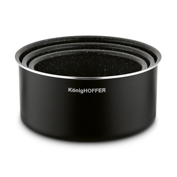 Zestaw garnk&oacute;w z odpinaną rączką Konighoffer Spinel Black 4 elementy indukcja