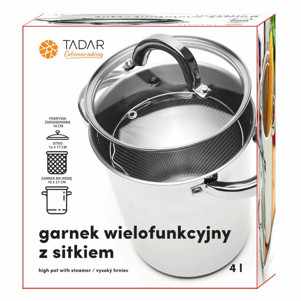 Garnek wielofunkcyjny z sitkiem Tadar 4 l indukcja