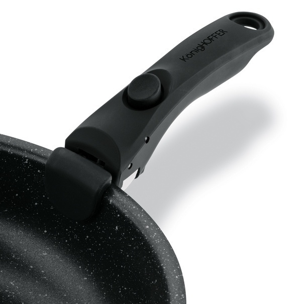 Komplet patelni głębokich z odpinaną rączką Konighoffer Spinel Black 20 / 24 / 28 cm indukcja