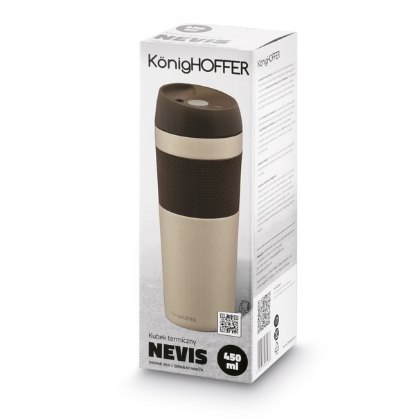 Kubek termiczny Konighoffer Nevis 450 ml kremowy
