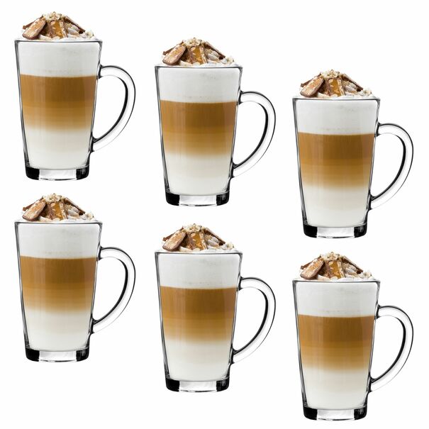 Szklanki do kawy Tadar Latte Macchiato 320 ml 12 sztuk i spieniacz do mleka