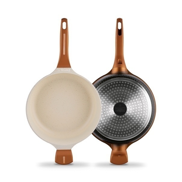 Zestaw garnk&oacute;w na indukcję Starke Pro Texture Copper 10 element&oacute;w i 3 noże Toshiro