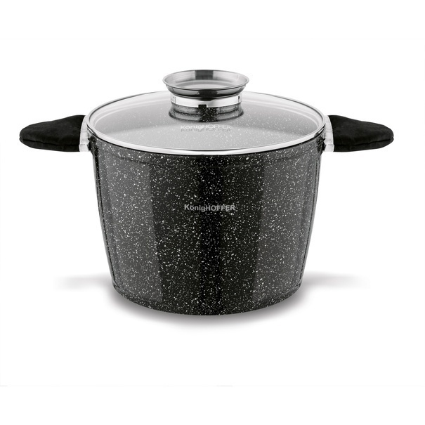 Garnek ceramiczny wysoki Konighoffer Kingstone 6,85 l okrągły z aromatyzerem i 2 nakładki