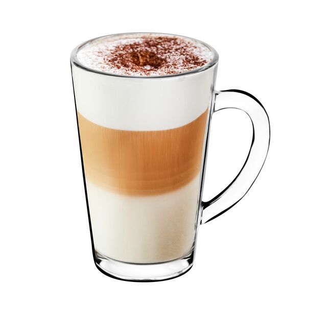 Szklanki do kawy Tadar Latte Macchiato 320 ml 12 sztuk i spieniacz do mleka