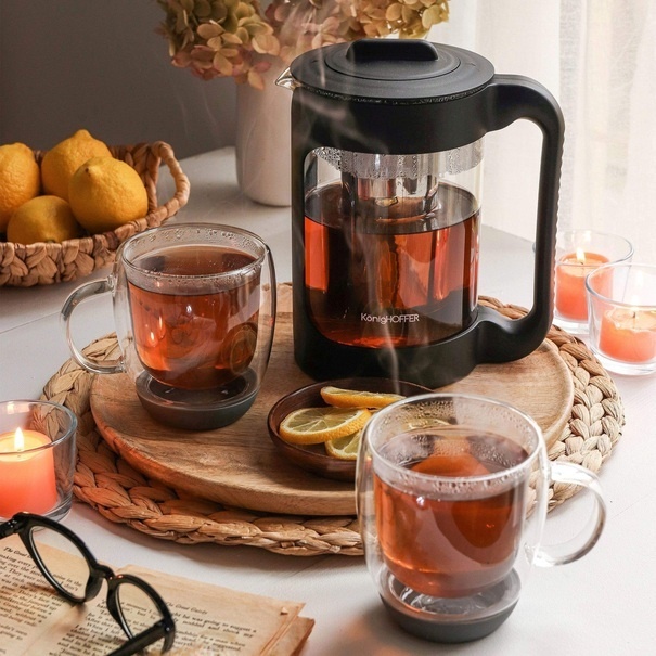 Szklanki termiczne do kawy z silikonowym dnem Konighoffer Garet 330 ml 2 szt. czarne
