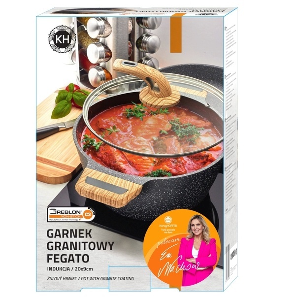 Garnek granitowy typu stone z pokrywką Konighoffer Fegato 2,2 l