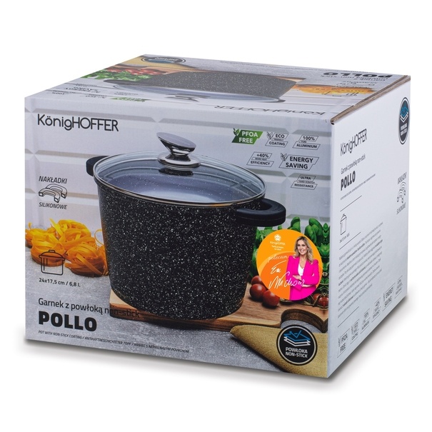 Garnek na indukcję wysoki Konighoffer Pollo 6 l i 2 nakładki