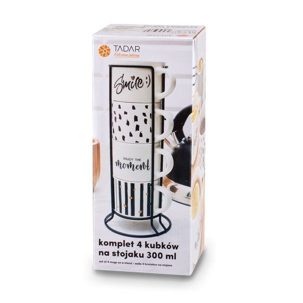 Komplet kubk&oacute;w na stojaku Tadar Decor 300 ml 4 sztuki