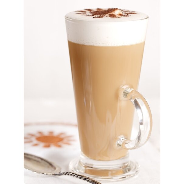 Komplet sześciu szklanek Tadar Caffe Latte 250 ml i 6 łyżeczek koktajlowych
