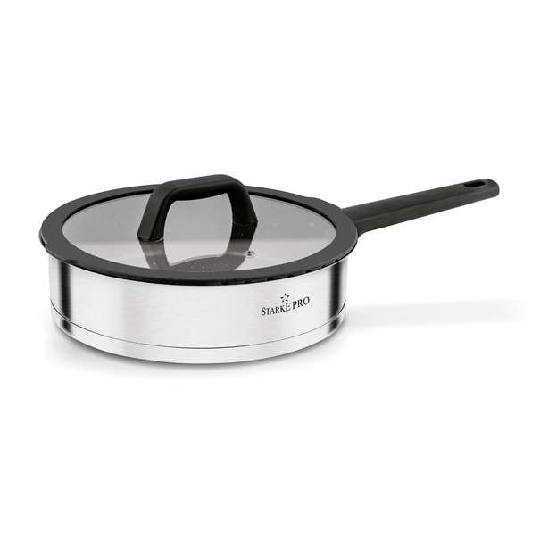 Patelnia nierdzewna non-stick z pokrywką Starke Pro Rigor 24 cm