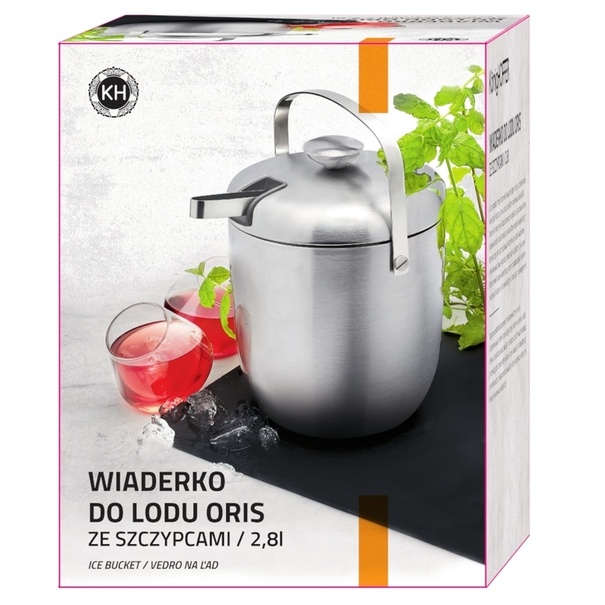 Wiaderko do lodu ze szczypcami Konighoffer Oris 2,8 l srebrne satyna