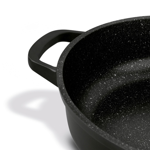 Patelnia na indukcję marmurowa z pokrywką kr&oacute;tkie uchwyty Starke Pro Ochre 28 cm