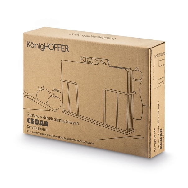 Zestaw 4 desek do krojenia ze stojakiem Konighoffer Cedar 29 x 21 x 7 cm