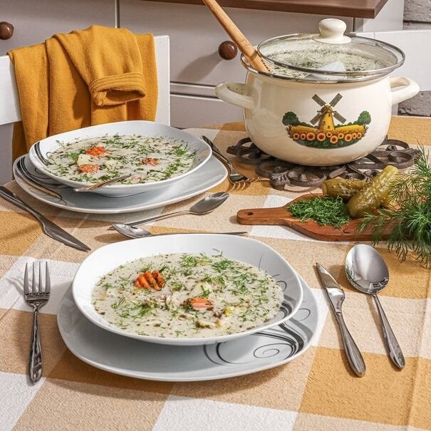 Zestaw kwadratowych talerzy porcelanowych Tadar Dolce Vita 18 element&oacute;w