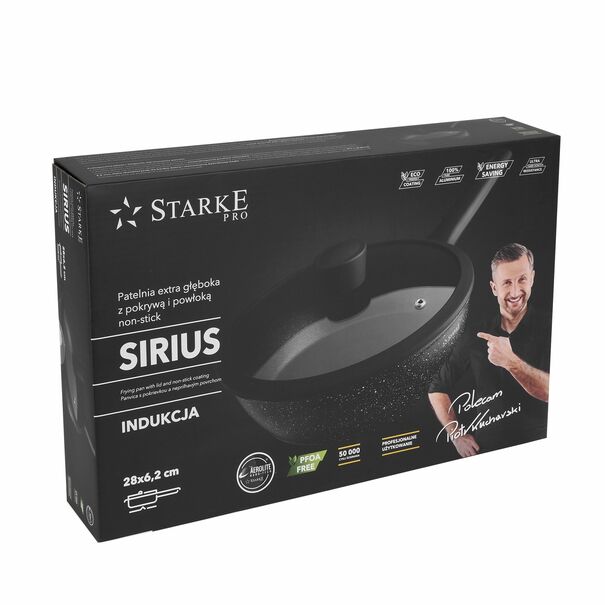 Patelnia na indukcję non-stick z pokrywką Starke Pro Sirius 28 cm głęboka