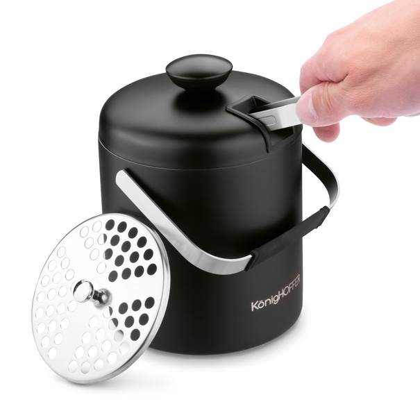 Wiaderko do lodu ze szczypcami KonigHOFFER Lugo 1,3 l czarny mat