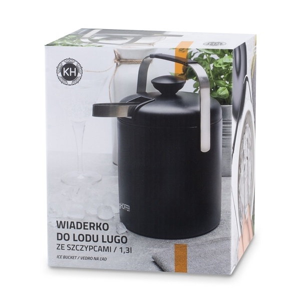 Wiaderko do lodu ze szczypcami KonigHOFFER Lugo 1,3 l czarny mat