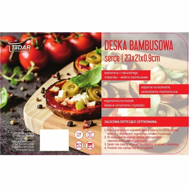 Deska bambusowa Tadar Serce 23 x 21 cm