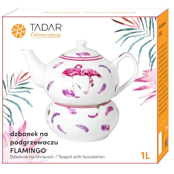 Dzbanek porcelanowy z podgrzewaczem Tadar Flamingo 1 l