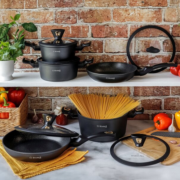 Garnek na indukcję z powłoką marmurową Starke Pro Dark Gold 6 l