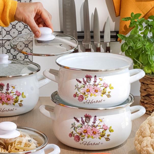 Komplet garnk&oacute;w emaliowanych Tadar Herbal 8 element&oacute;w