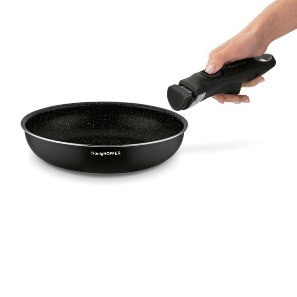 Komplet patelni z odpinaną rączką Konighoffer Spinel Black 20 cm 24 cm 28 cm bez indukcji