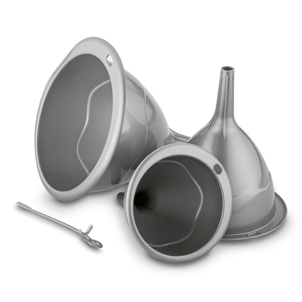Lejki plastikowe Hega 16 cm 13 cm 11 cm srebrne