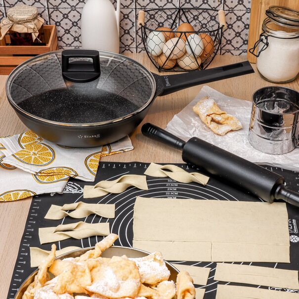 Patelnia WOK na indukcję z pokrywką Starke Pro Taylor Marble 28 cm