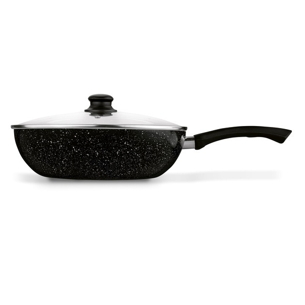 Patelnia WOK z pokrywką Tadar Marmara Black 30 x 8,5 cm