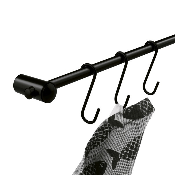 Reling kuchenny z 8 wieszakami Tadar 54 cm czarny
