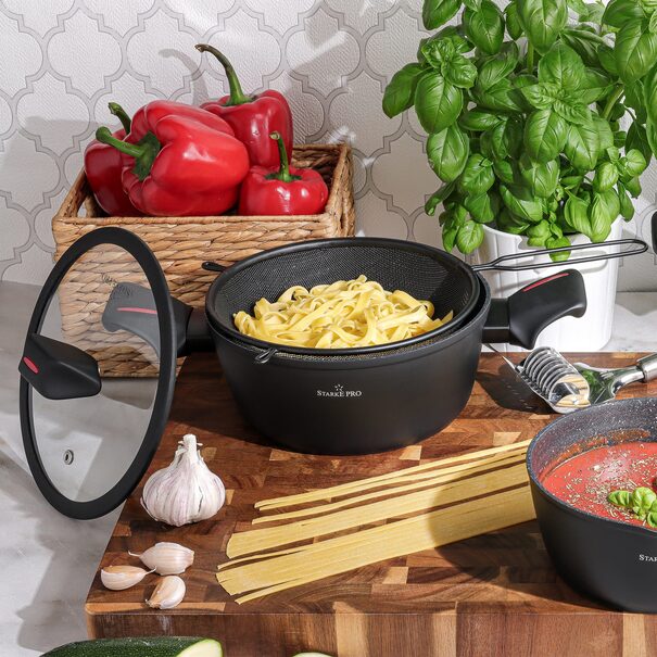 Sitko kuchenne z rączką Konighoffer Dark 20 cm czarne