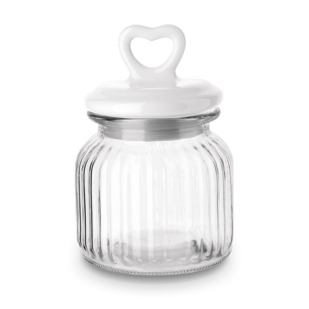 Słoik ozdobny z pokrywką ceramiczną Tadar Serce 650 ml okrągły