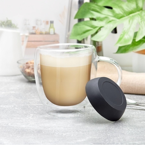 Szklanki termiczne do kawy z silikonowym dnem Konighoffer Garet 330 ml 2 szt. czarne