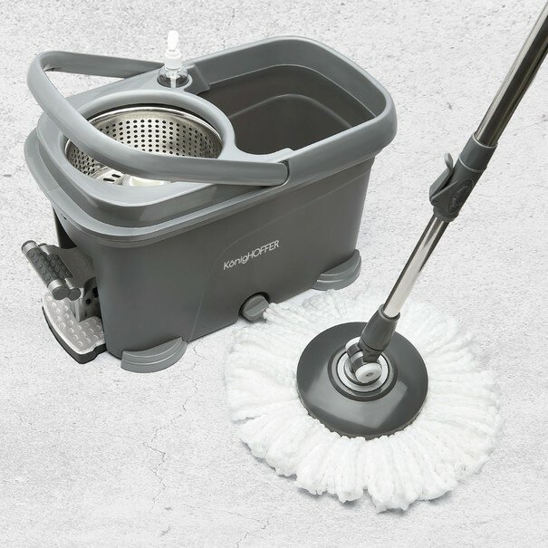 Wiadro plastikowe z pedałem i mop obrotowy KonigHOFFER Clean It +zapas