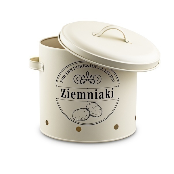 Zestaw 3 metalowych pojemnik&oacute;w kuchennych Tadar Ziemniaki Cebula Czosnek kremowy