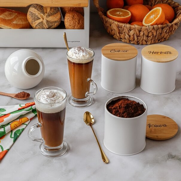 Zestaw 6 szklanek Tadar Caffee Latte 250 ml i 6 złotych łyżeczek koktajlowych