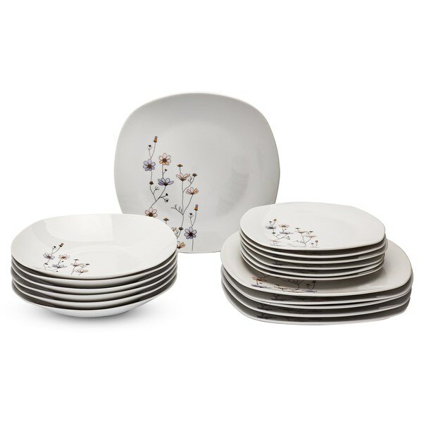 Zestaw kwadratowych talerzy porcelanowych Tadar Fiorello 18 element&oacute;w