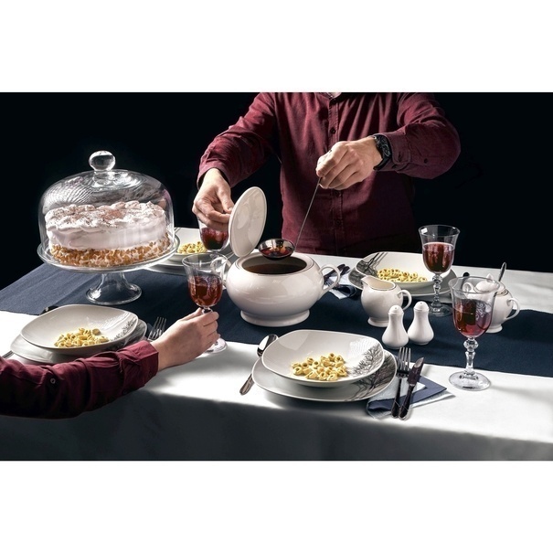 Zestaw kwadratowych talerzy porcelanowych Tadar Zima 18 element&oacute;w
