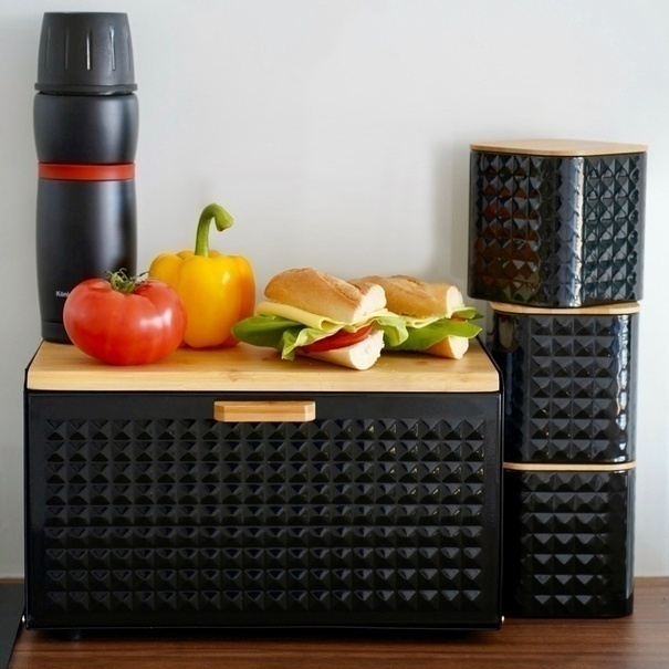 Chlebak metalowy Tadar Geometric 35,5 x 21,5 x 21 cm czarny