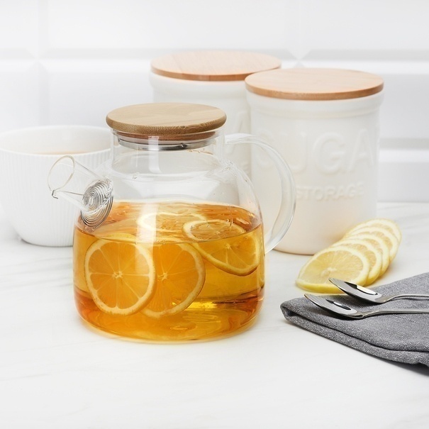 Dzbanek szklany ze spiralą i podgrzewaczem ceramicznym Tadar Nexo 1,3 l