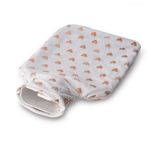 Termofor gumowy i pokrowiec Tadar Złote Serduszka 1,5 l 33 x 20 cm