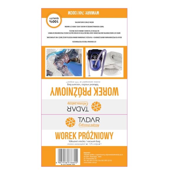 Worek pr&oacute;żniowy na ubrania Tadar 74 x 130 cm