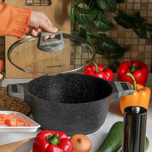 Zestaw 3 garnk&oacute;w na indukcję Konighoffer Arancini 6 element&oacute;w i 5 miarek
