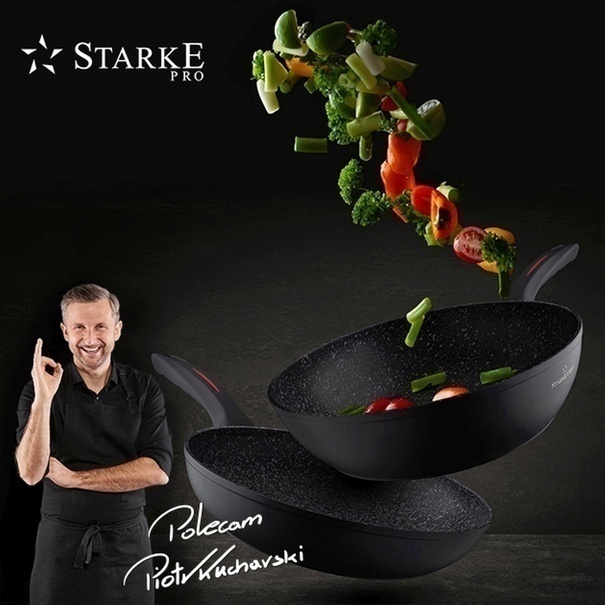 Zestaw 3 patelni ceramicznych głębokich Starke Pro Piccante 20 cm 24 cm 28 cm