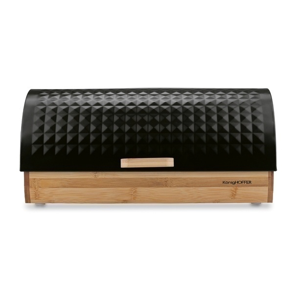 Chlebak drewniany Konighoffer Geometric 36 x 25 x 17 cm czarny