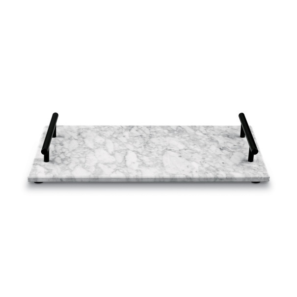 Deska do serwowania przekąsek marmurowa z uchwytami Starke Pro 35 x 20 cm biała
